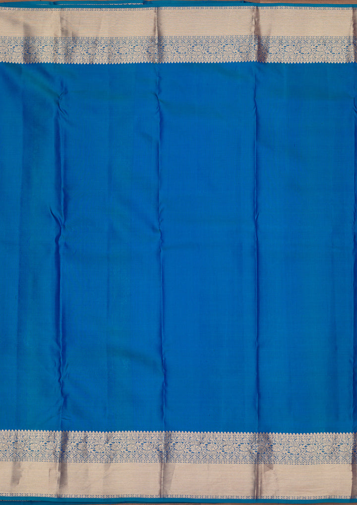 Royal Blue Pure Silk Jaal Zariwork Saree With Matching Blouse Piece