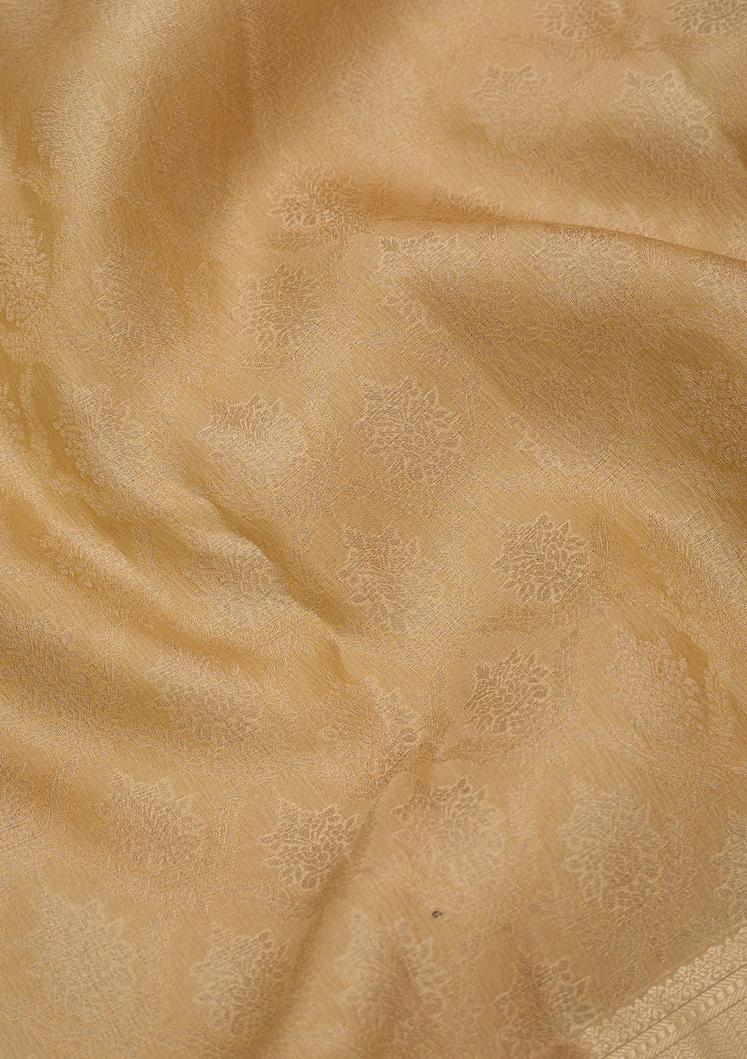Beige Silk Jaal Gold Zariwork Saree With Matching Blouse Piece