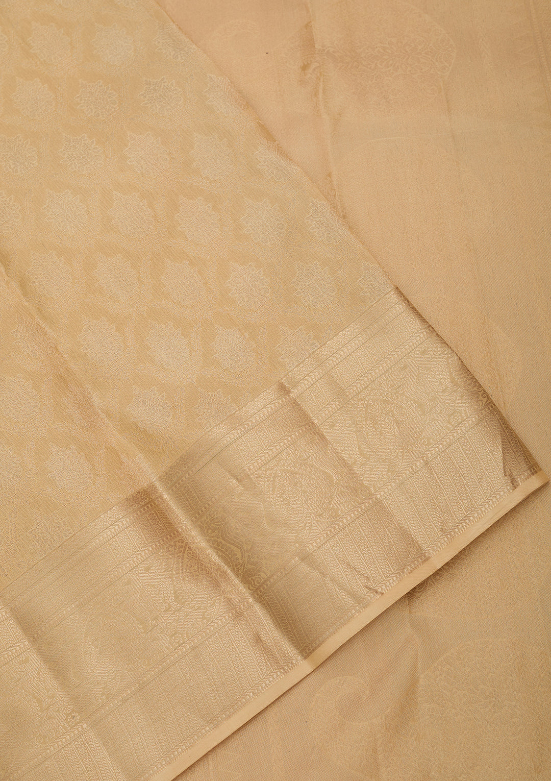 Beige Silk Jaal Gold Zariwork Saree With Matching Blouse Piece
