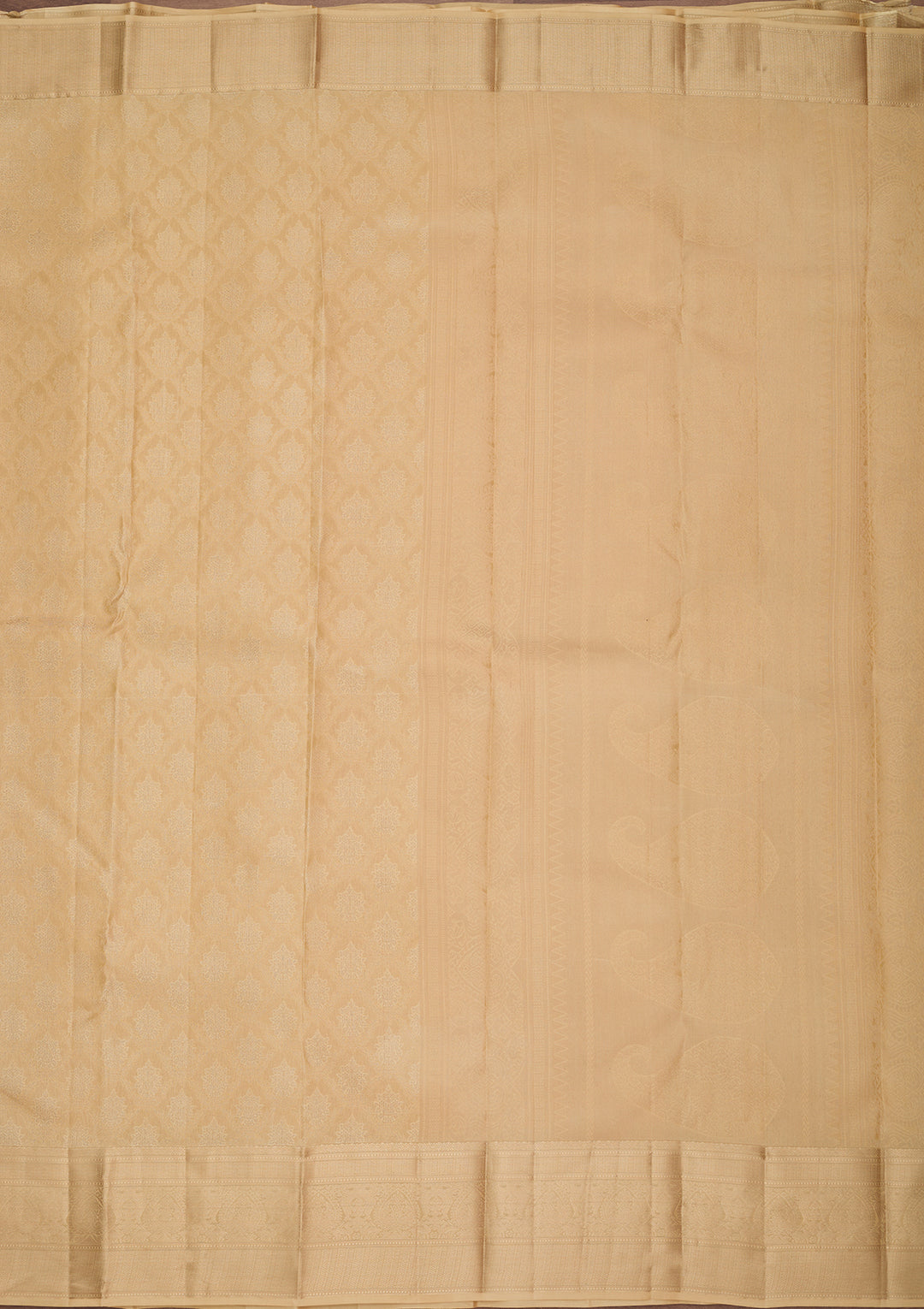 Beige Silk Jaal Gold Zariwork Saree With Matching Blouse Piece