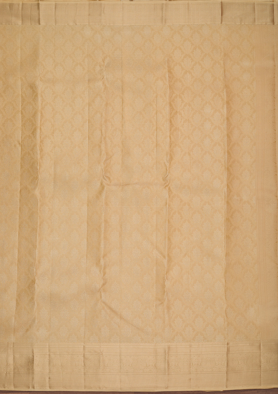 Beige Silk Jaal Gold Zariwork Saree With Matching Blouse Piece