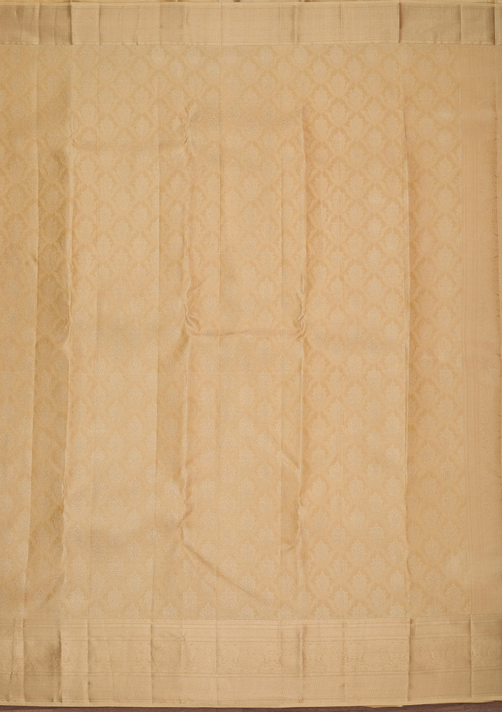 Beige Silk Jaal Gold Zariwork Saree With Matching Blouse Piece
