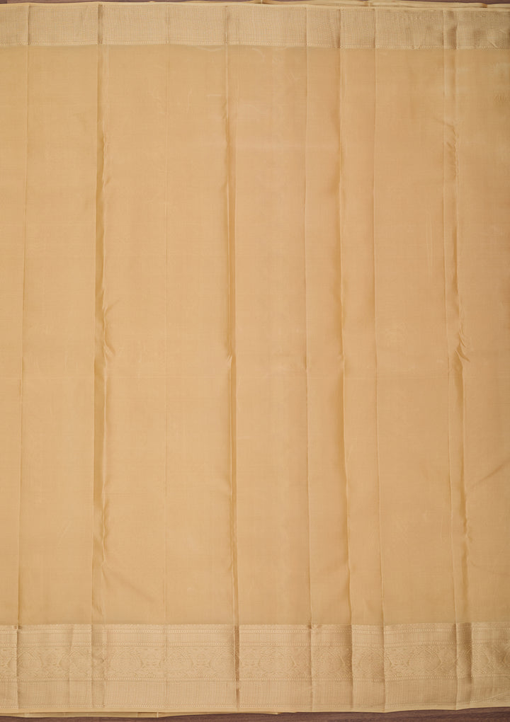 Beige Silk Jaal Gold Zariwork Saree With Matching Blouse Piece