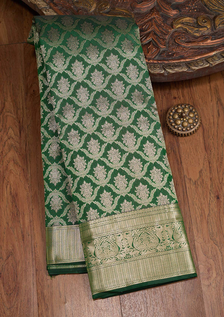 Bottle Green Zariwork (Gold) Silk Silk_Saree