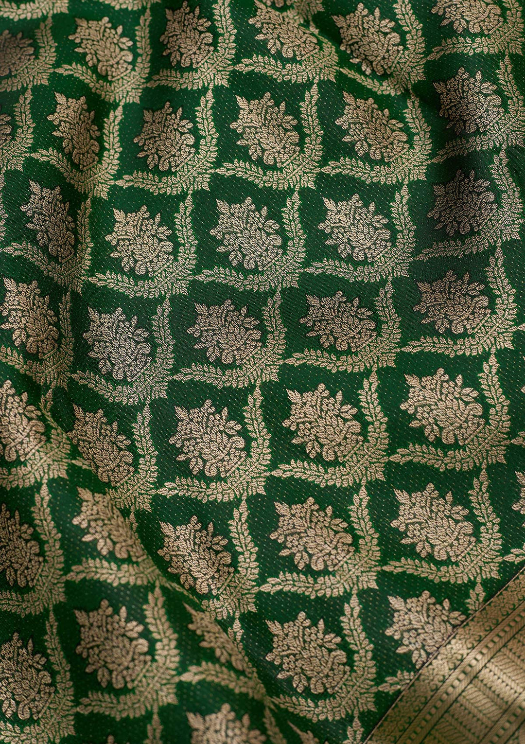 Bottle Green Zariwork (Gold) Silk Silk_Saree