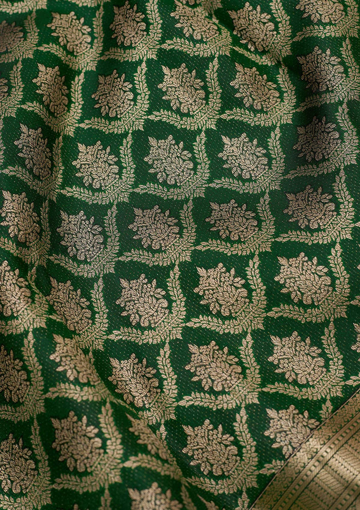 Bottle Green Zariwork (Gold) Silk Silk_Saree