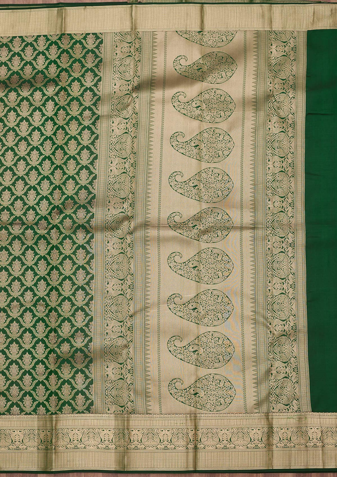 Bottle Green Zariwork (Gold) Silk Silk_Saree