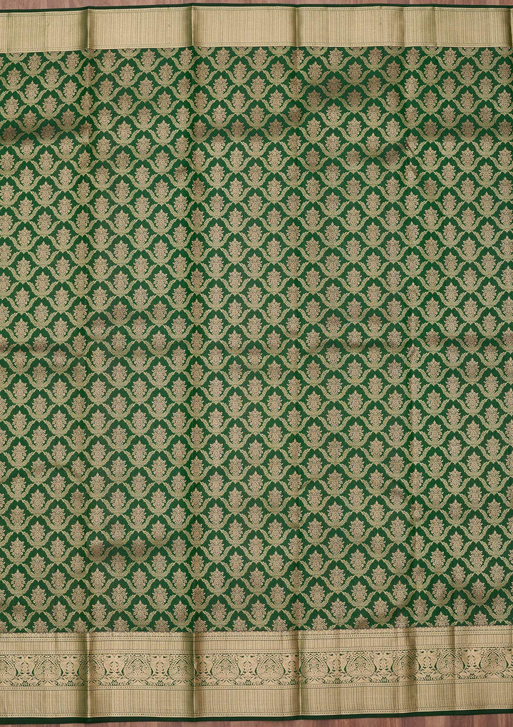 Bottle Green Zariwork (Gold) Silk Silk_Saree