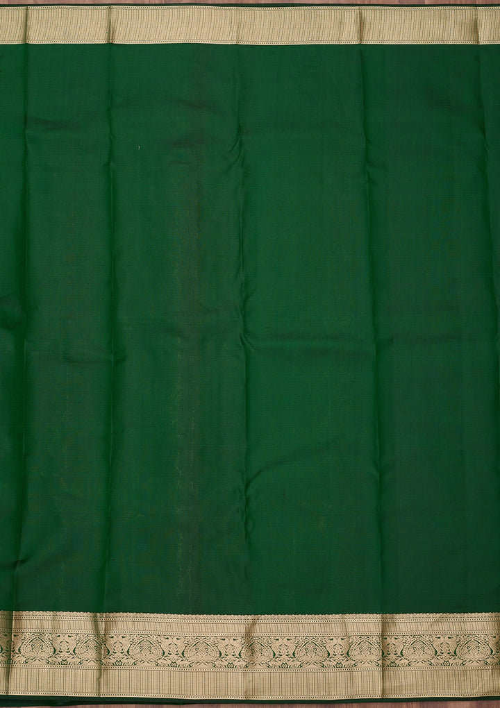 Bottle Green Zariwork (Gold) Silk Silk_Saree