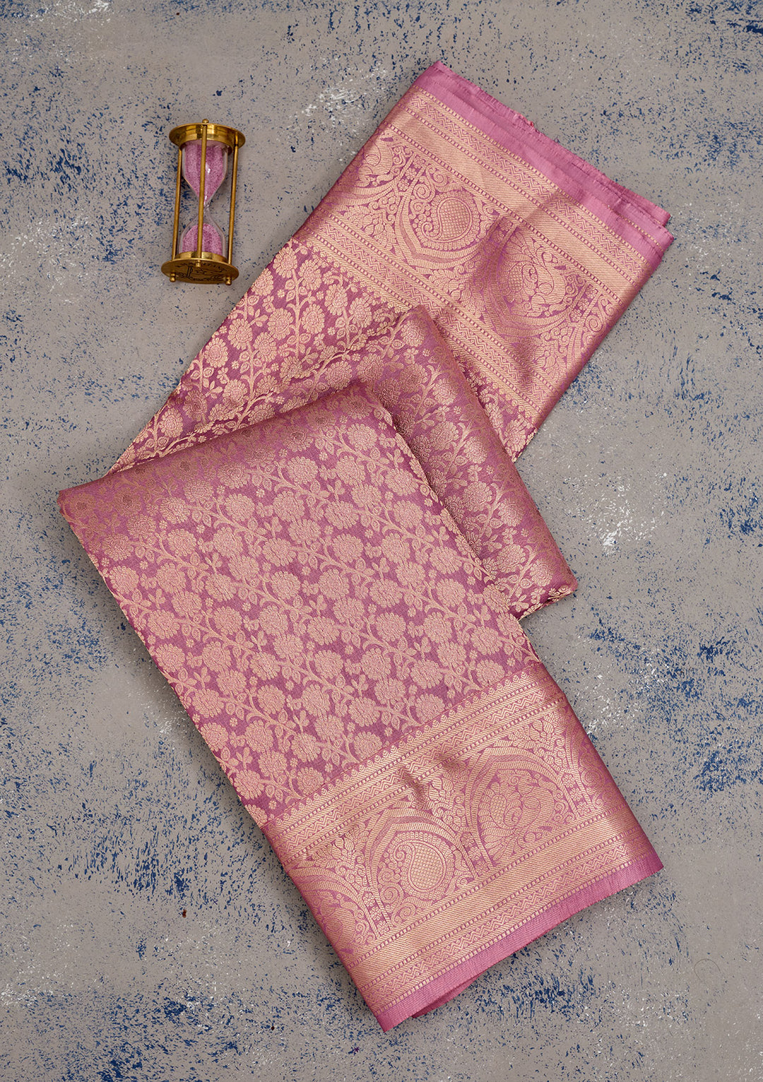 Onion Pink Silk Jaal Saree With Matching Blouse Piece
