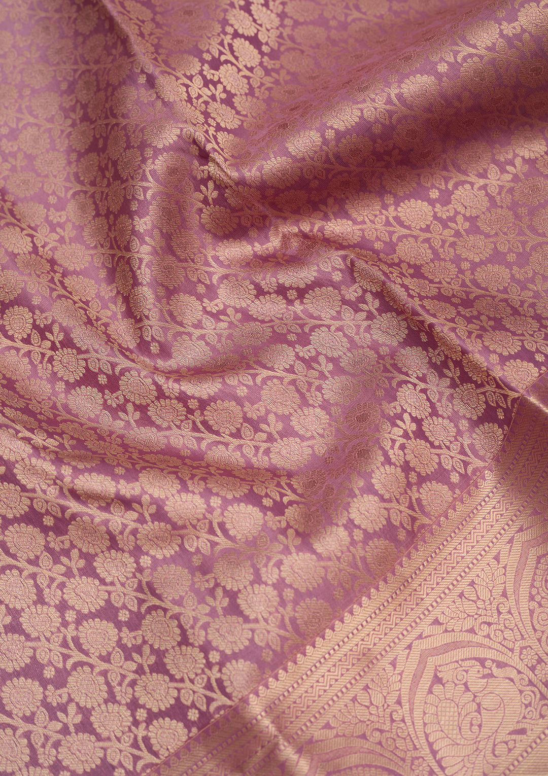 Onion Pink Silk Jaal Saree With Matching Blouse Piece