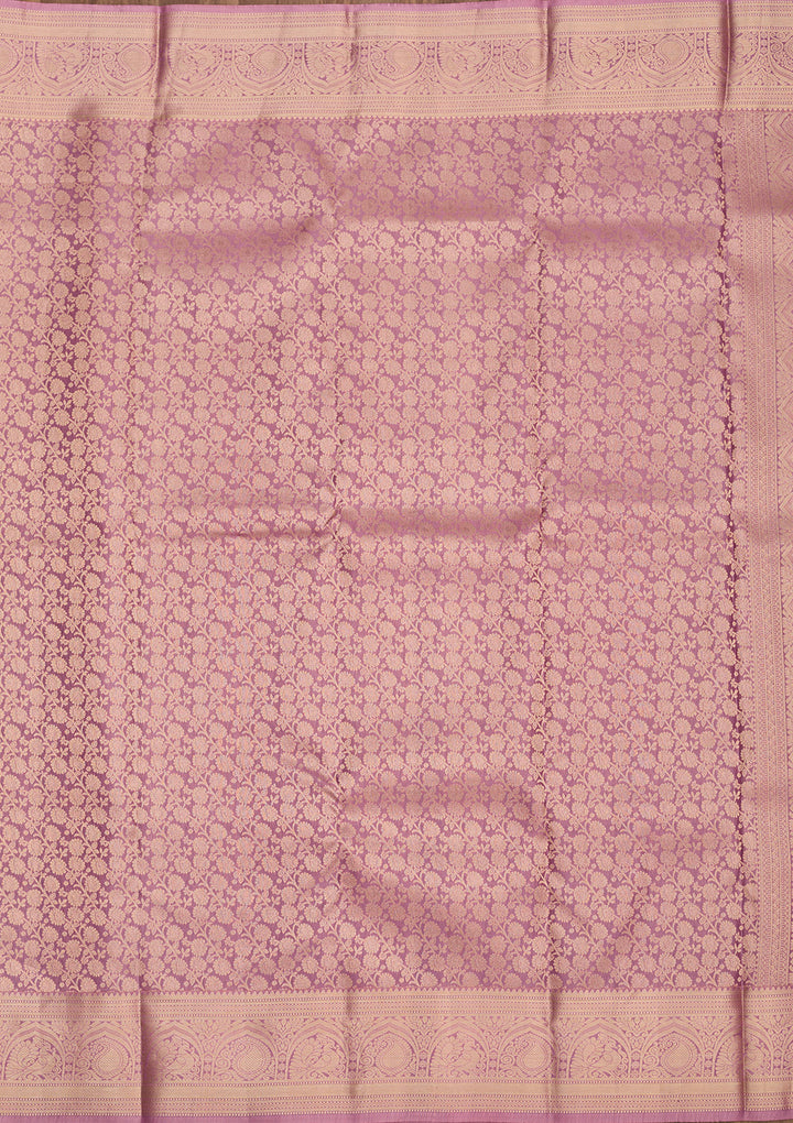 Onion Pink Silk Jaal Saree With Matching Blouse Piece