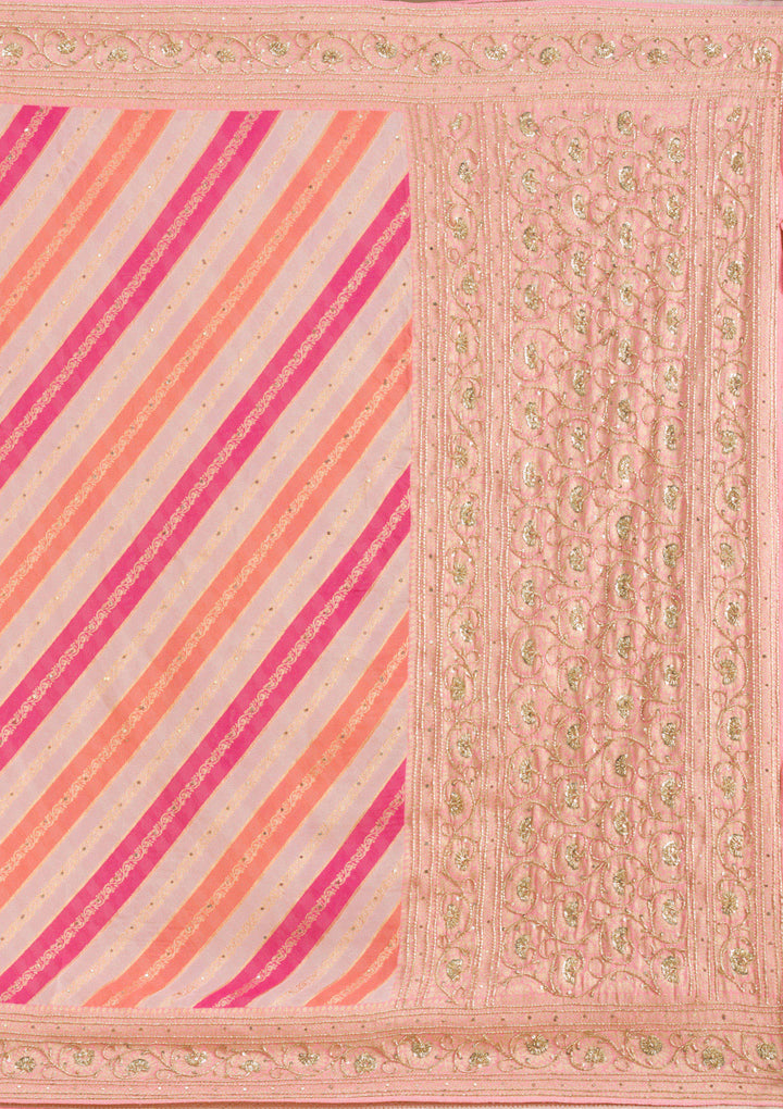 Pink Cutdana Silk Saree