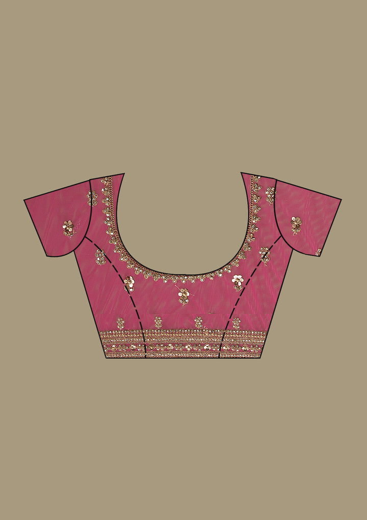 Rani Pink Stonework Net Saree