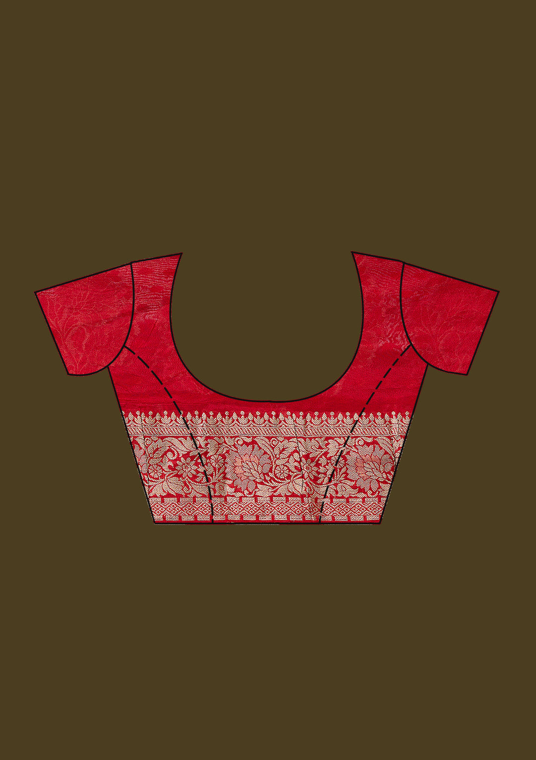 Red Silk Checks Gold Zariwork Saree With Matching Blouse Piece