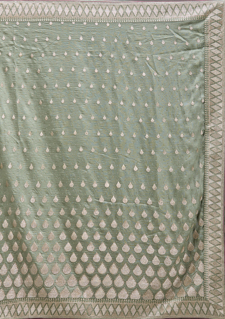 Pista Green Stonework Art Silk Saree