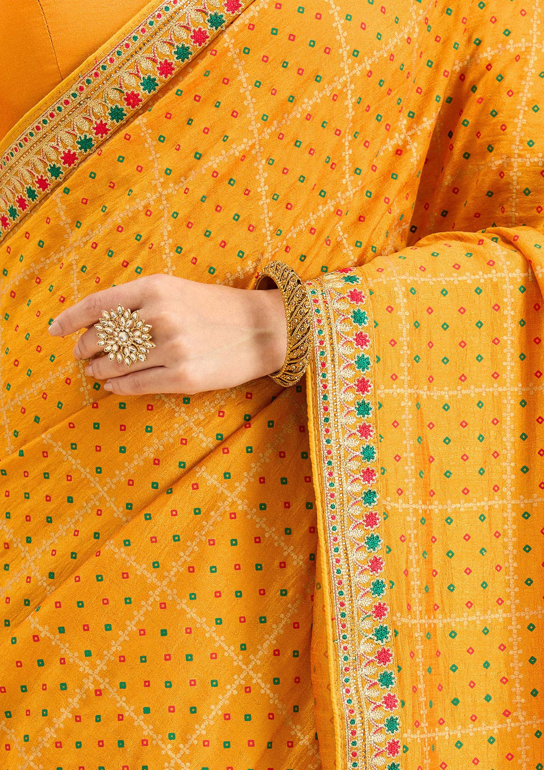 Mustard Zariwork (Gold) Soft Raw Silk Saree