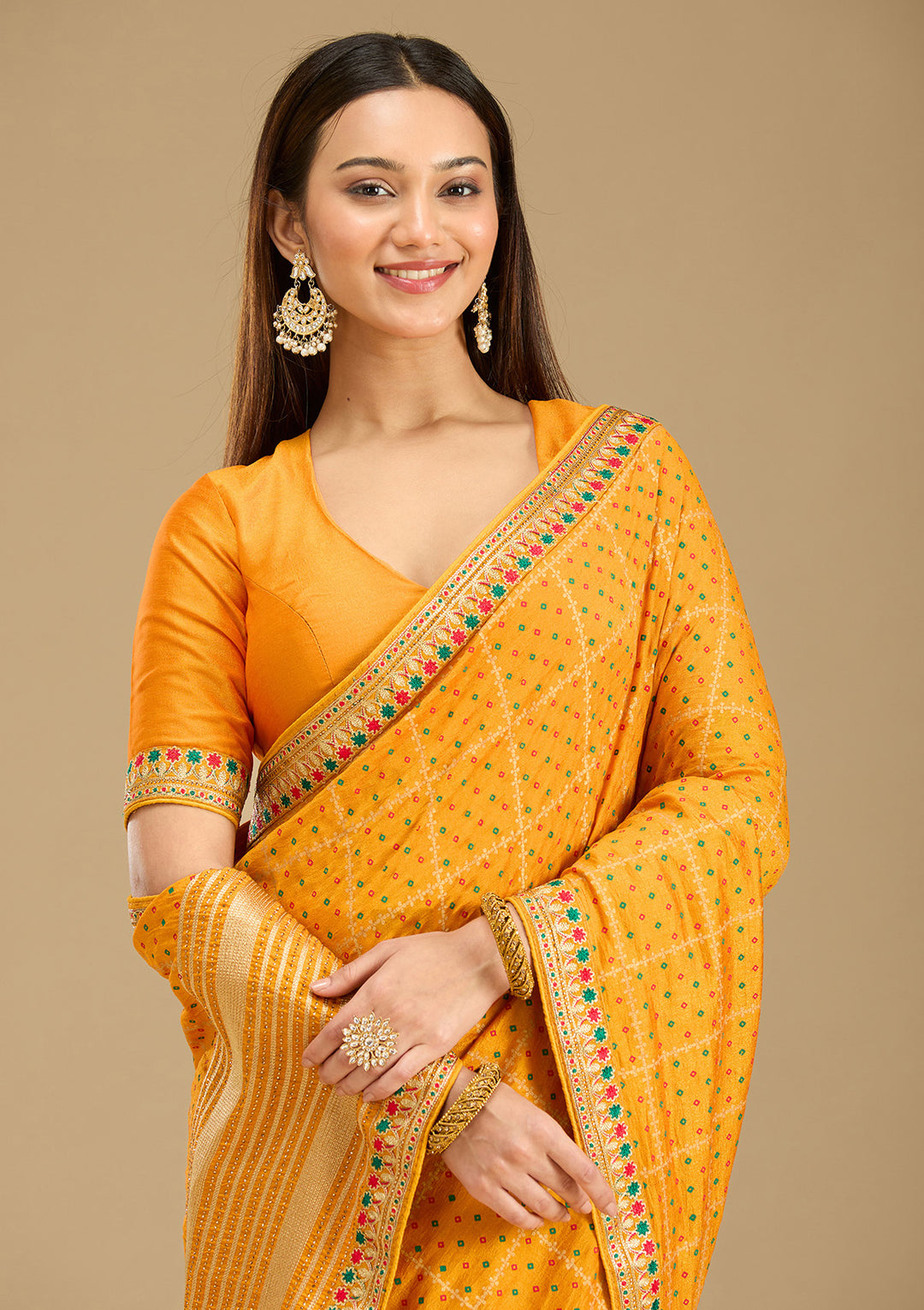 Mustard Zariwork (Gold) Soft Raw Silk Saree