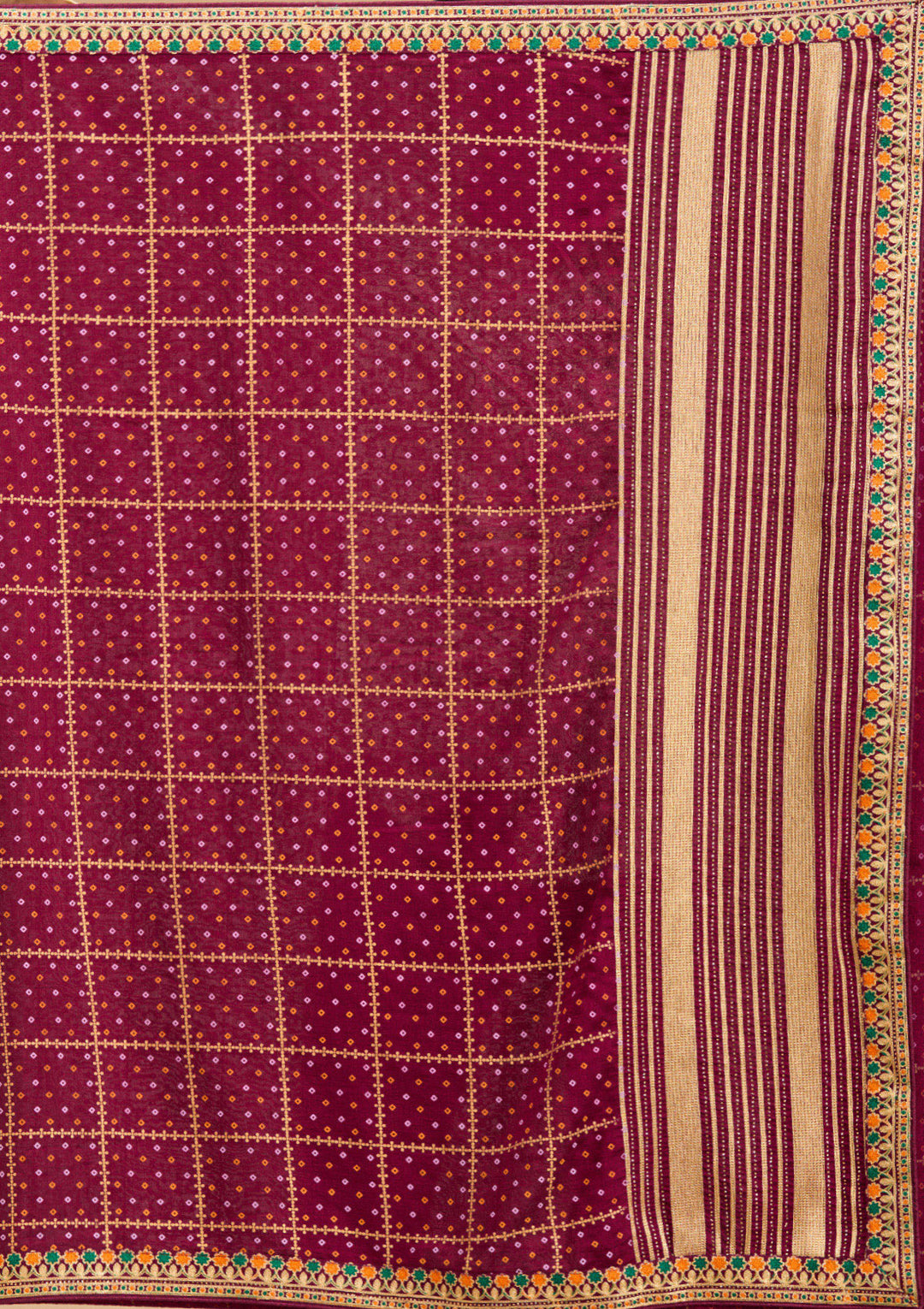 Wine Gold Zariwork Soft Raw Silk Saree
