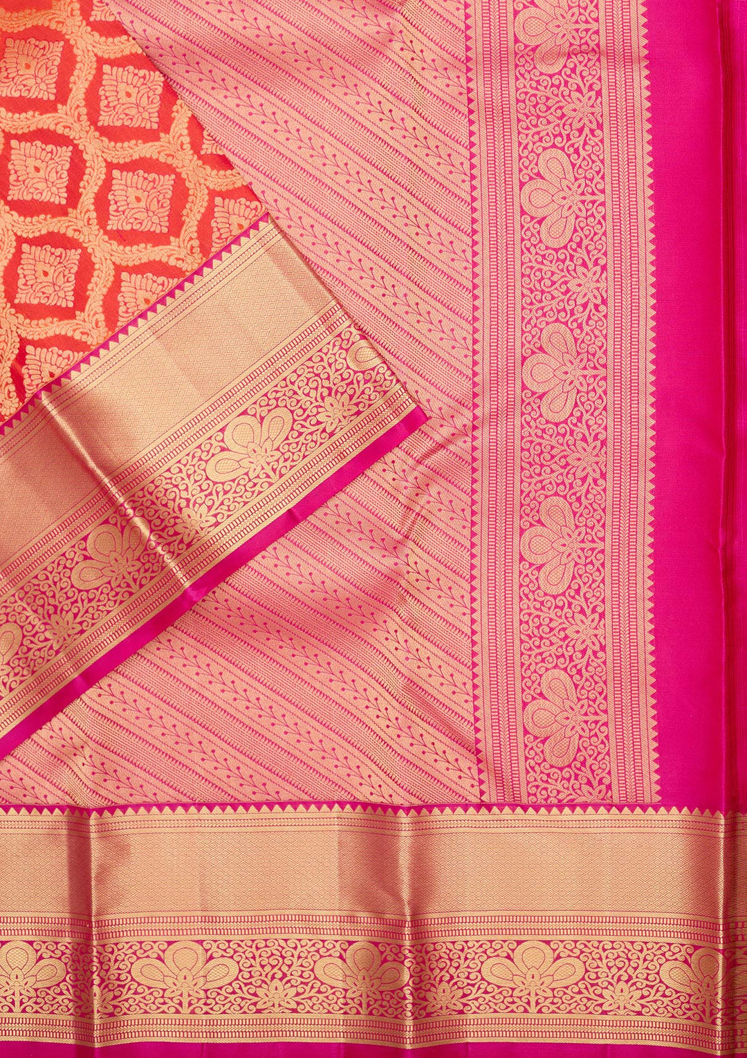 Red Silk Jaal Saree With Matching Blouse Piece