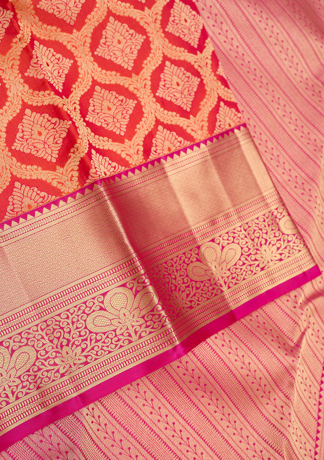 Red Silk Jaal Saree With Matching Blouse Piece