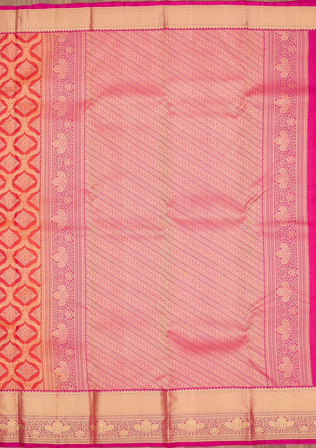 Red Silk Jaal Saree With Matching Blouse Piece