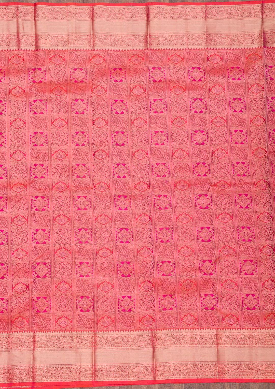 Orange Silk Jaal Gold Zariwork Saree With Matching Blouse Piece