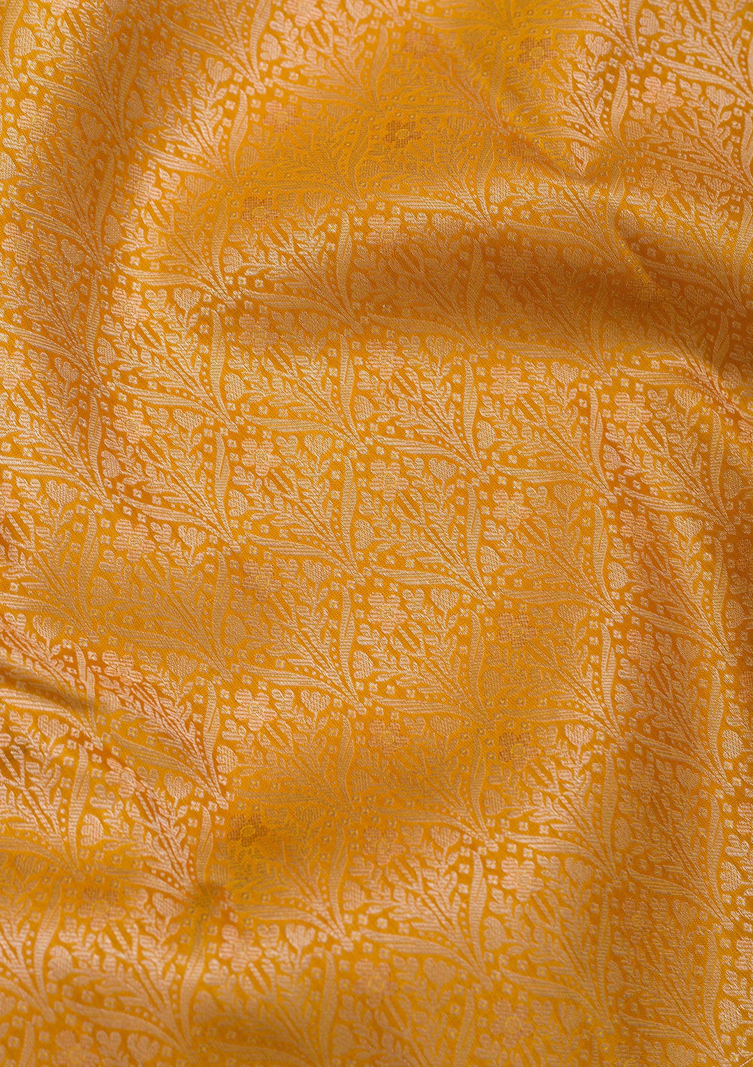 Mustard Silk Jaal Gold Zariwork Saree With Matching Blouse Piece