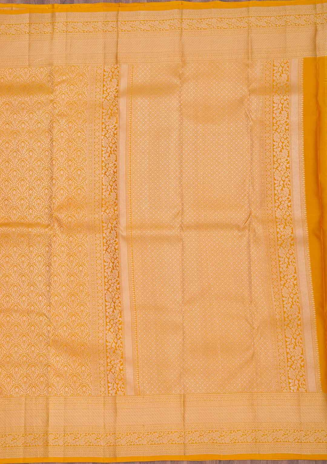 Mustard Silk Jaal Gold Zariwork Saree With Matching Blouse Piece