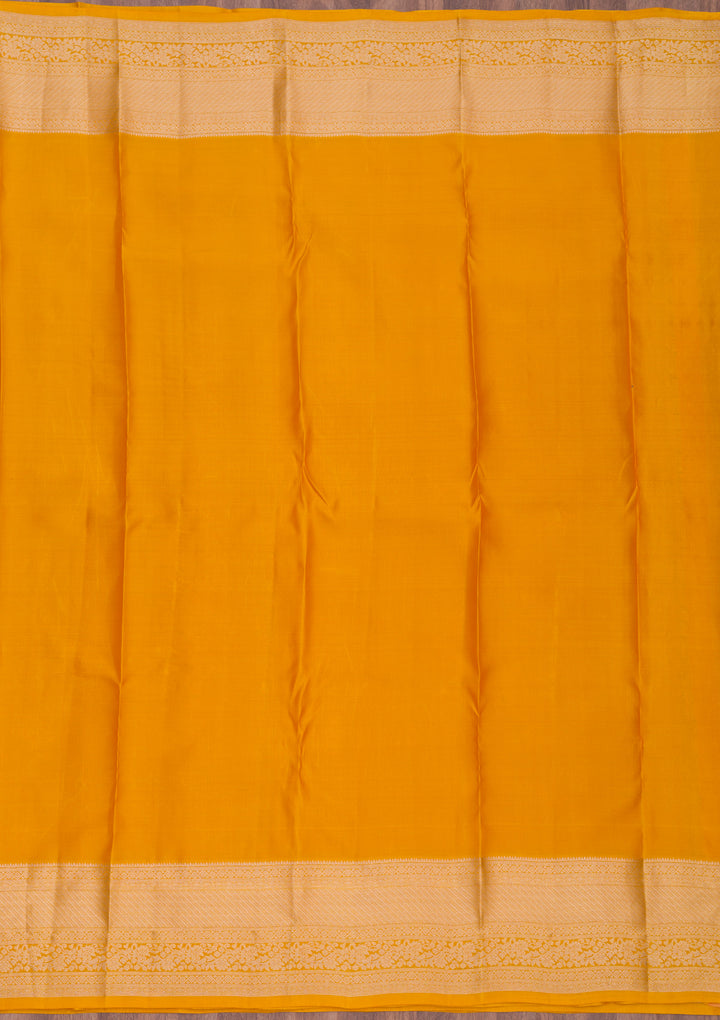 Mustard Silk Jaal Gold Zariwork Saree With Matching Blouse Piece