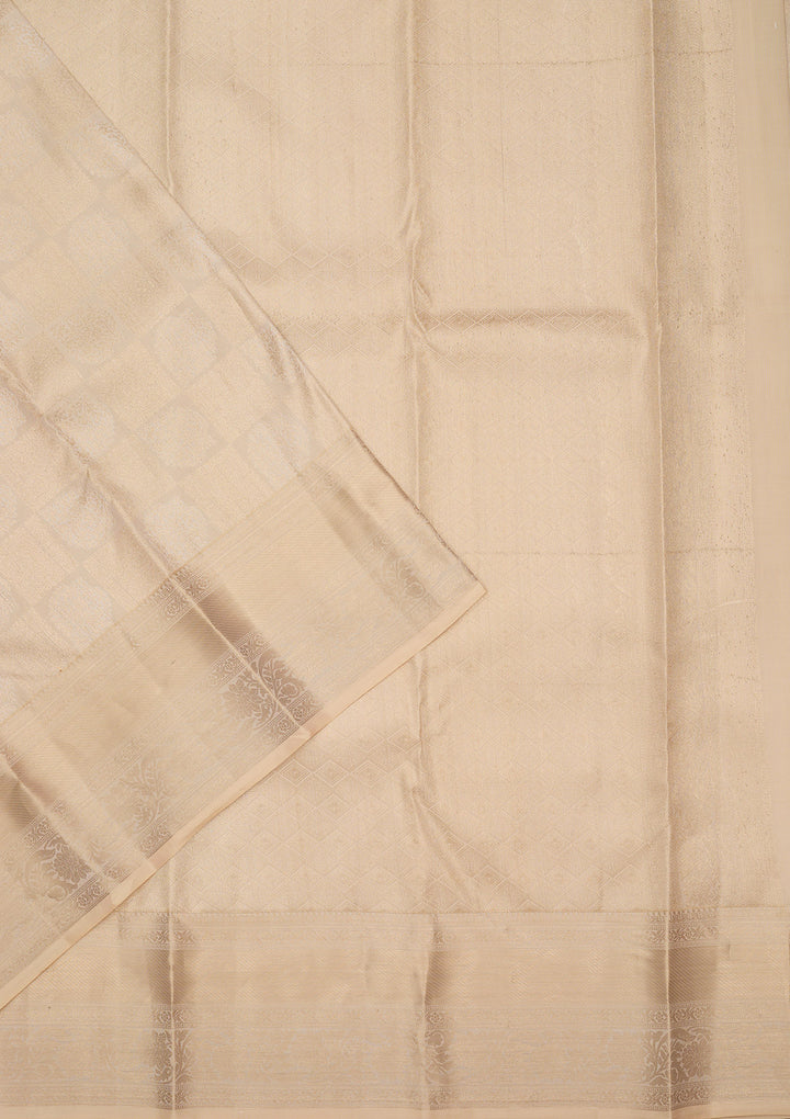 Cream Zariwork Pure Silk Saree