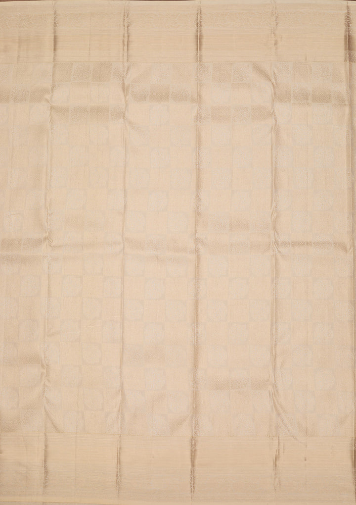 Cream Zariwork Pure Silk Saree