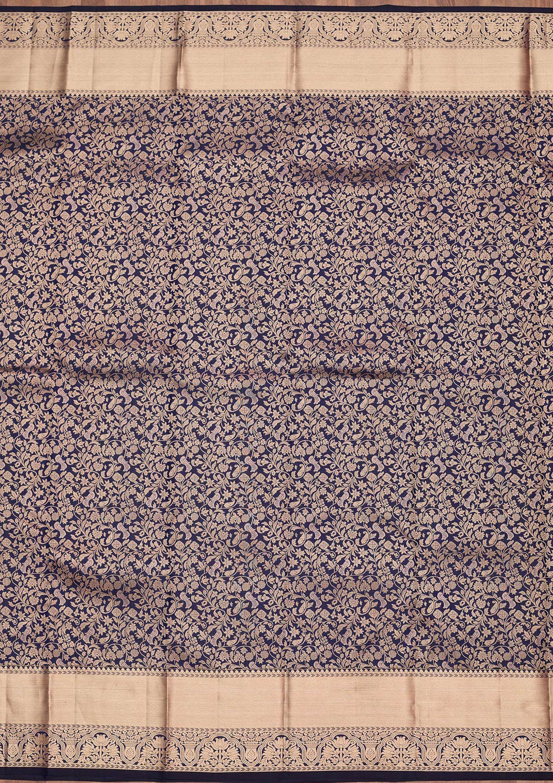 Navy Blue Zariwork Pure Silk Saree