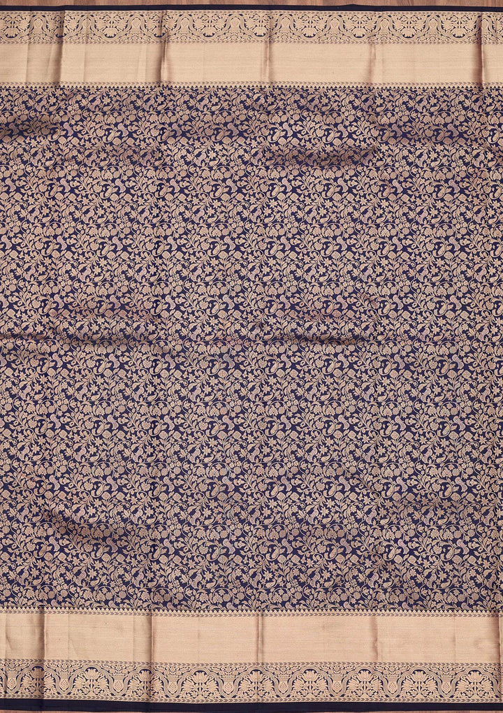 Navy Blue Zariwork Pure Silk Saree