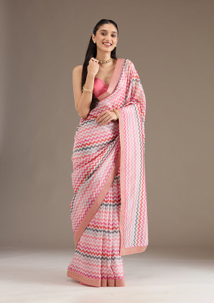 Rani Pink Sequins Tissue Saree