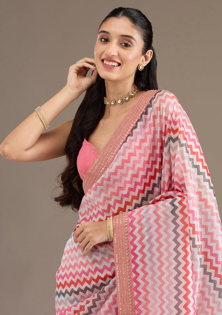 Rani Pink Sequins Tissue Saree