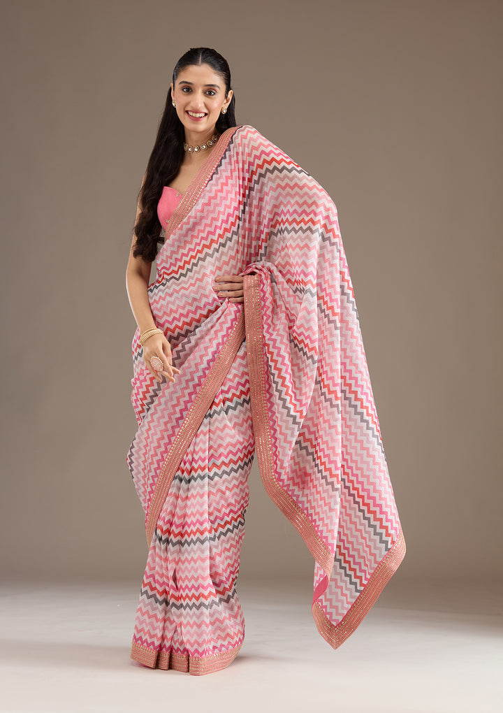 Rani Pink Sequins Tissue Saree