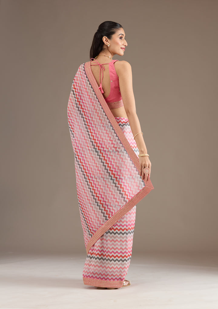Rani Pink Sequins Tissue Saree