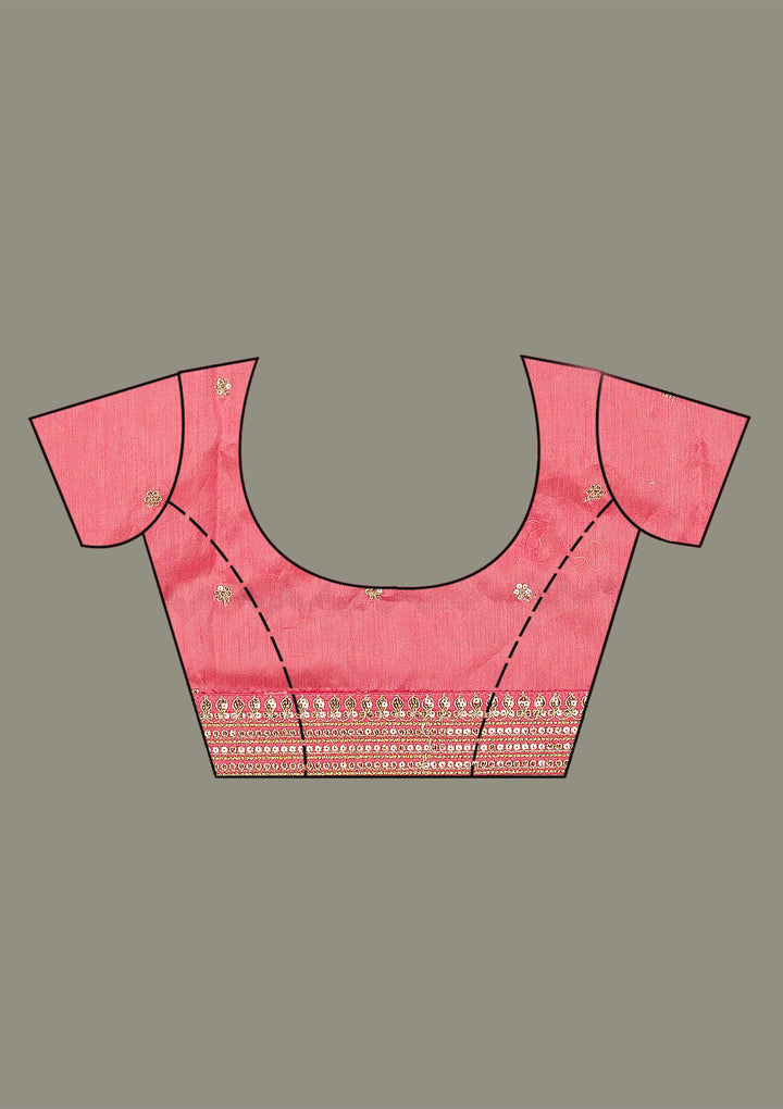 Rani Pink Sequins Tissue Saree