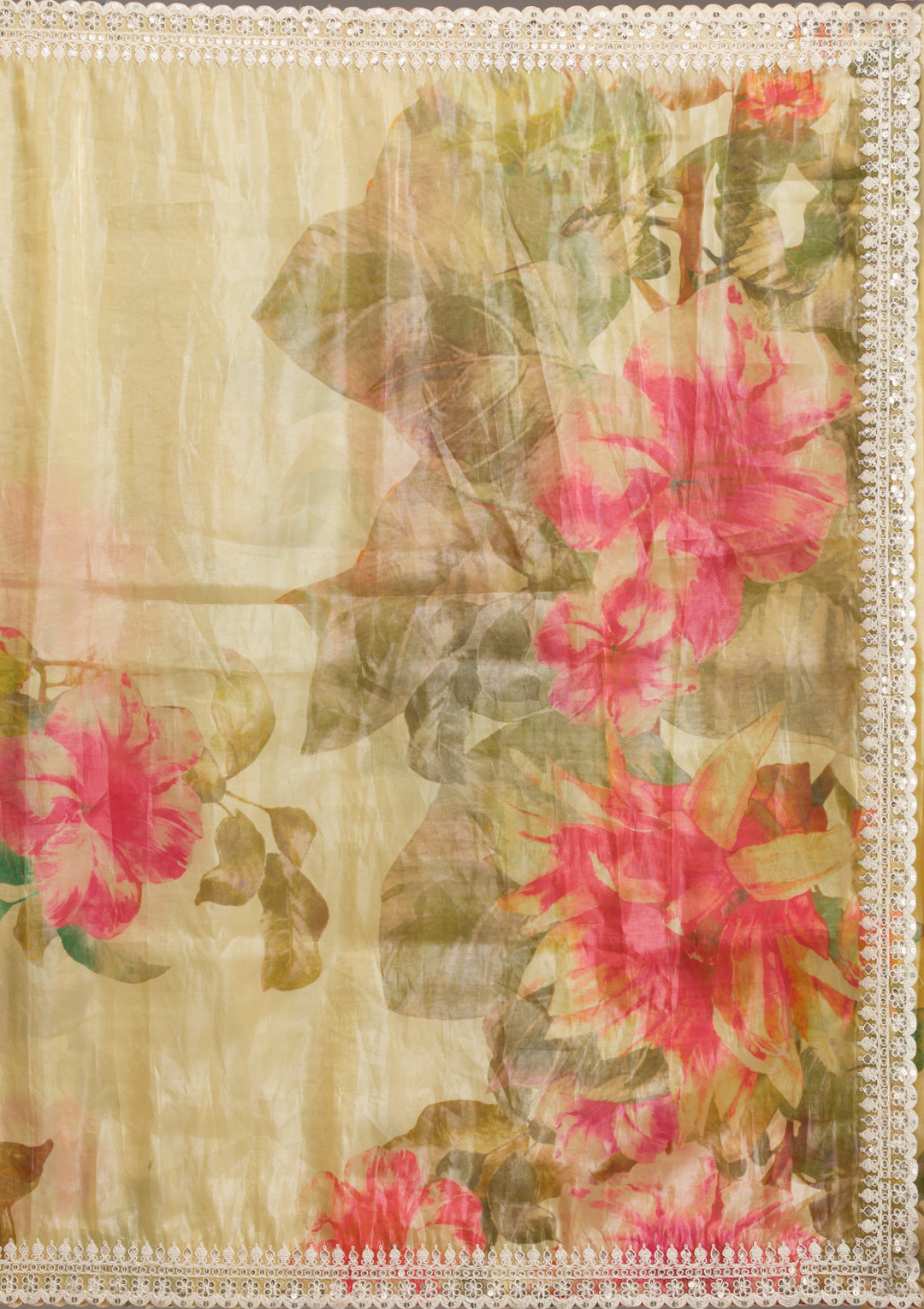 Yellow Sequins Tissue Saree