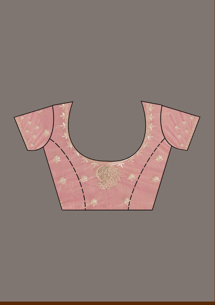 Pink Zariwork Art Silk Saree