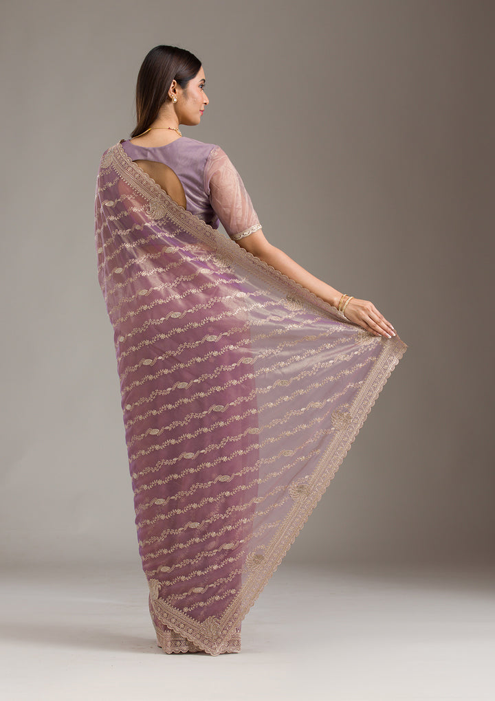 Purple Zariwork Art Silk Saree