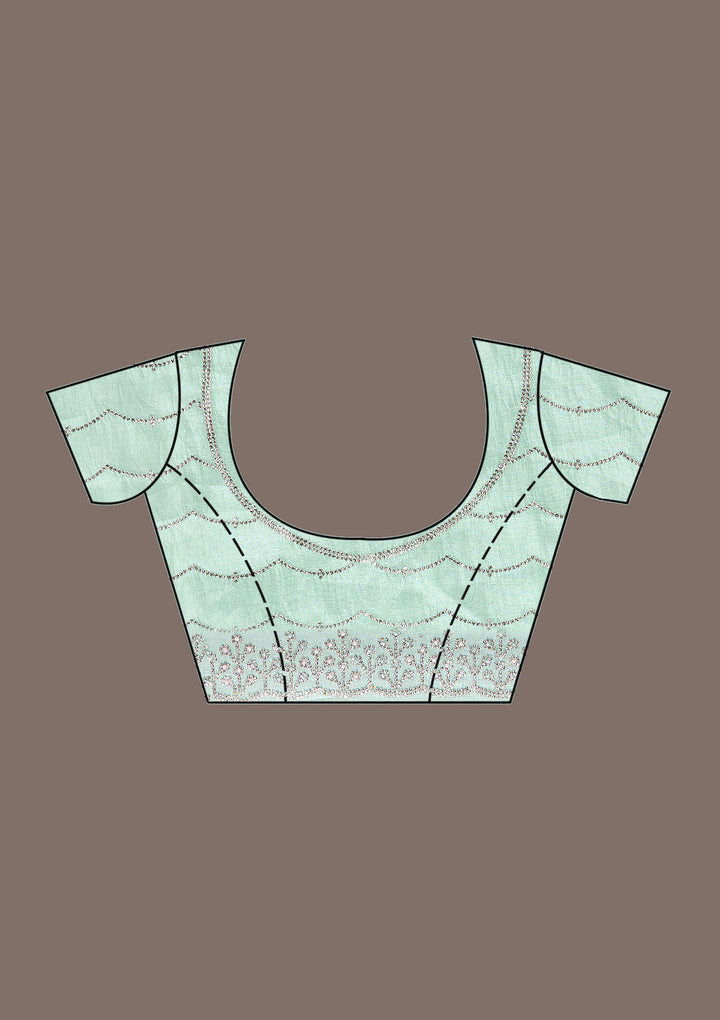 Sea Green Stonework Tissue Saree