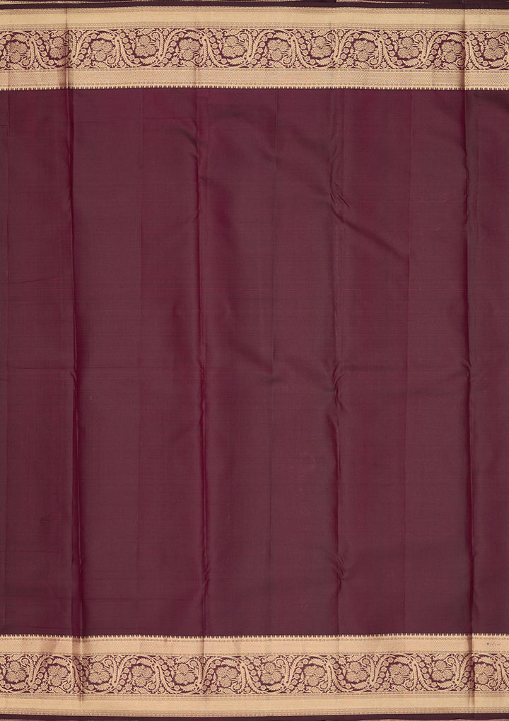 Brown Silk Jaal Gold Zariwork Saree With Matching Blouse Piece