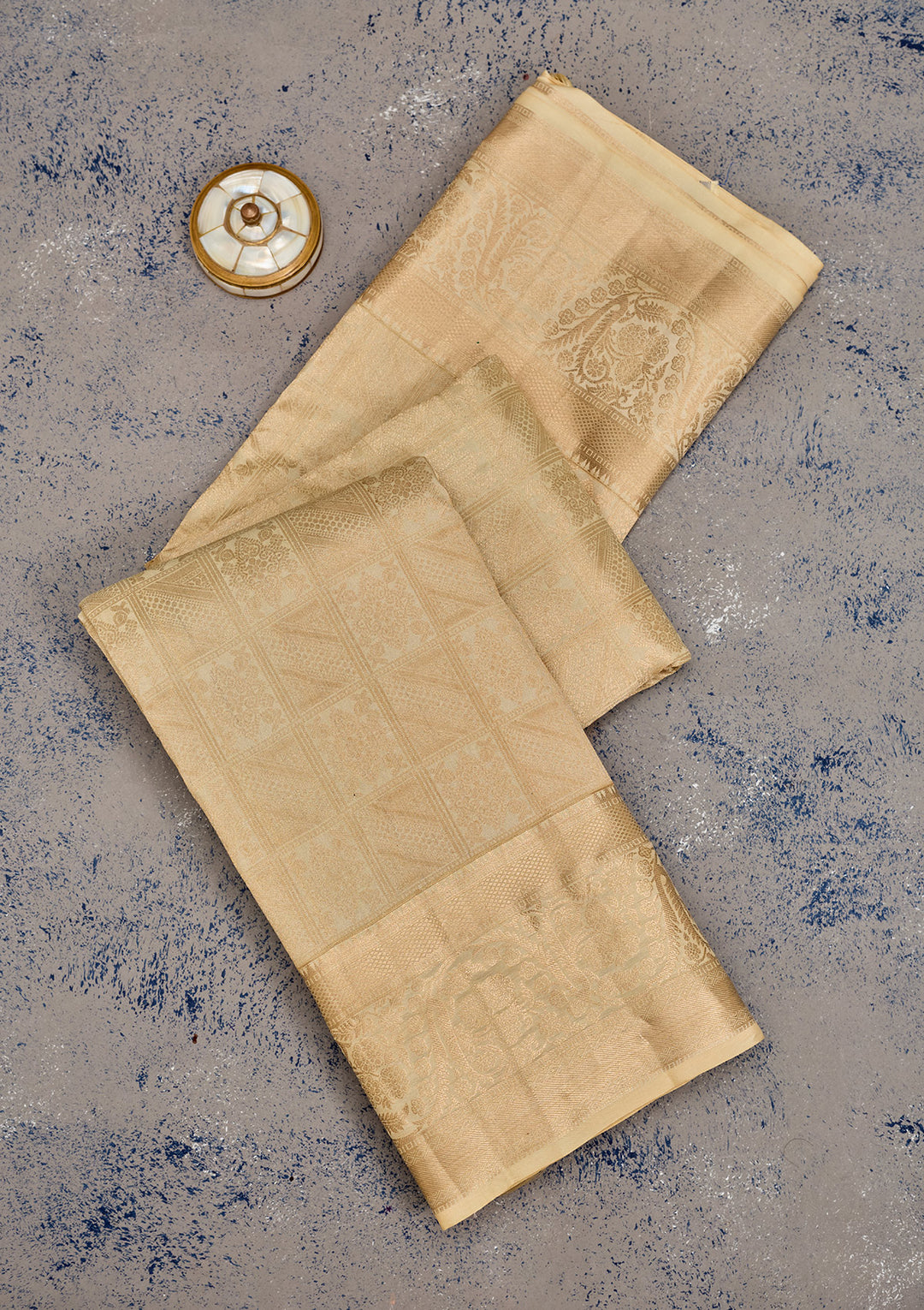 Cream Zariwork Pure Silk Saree