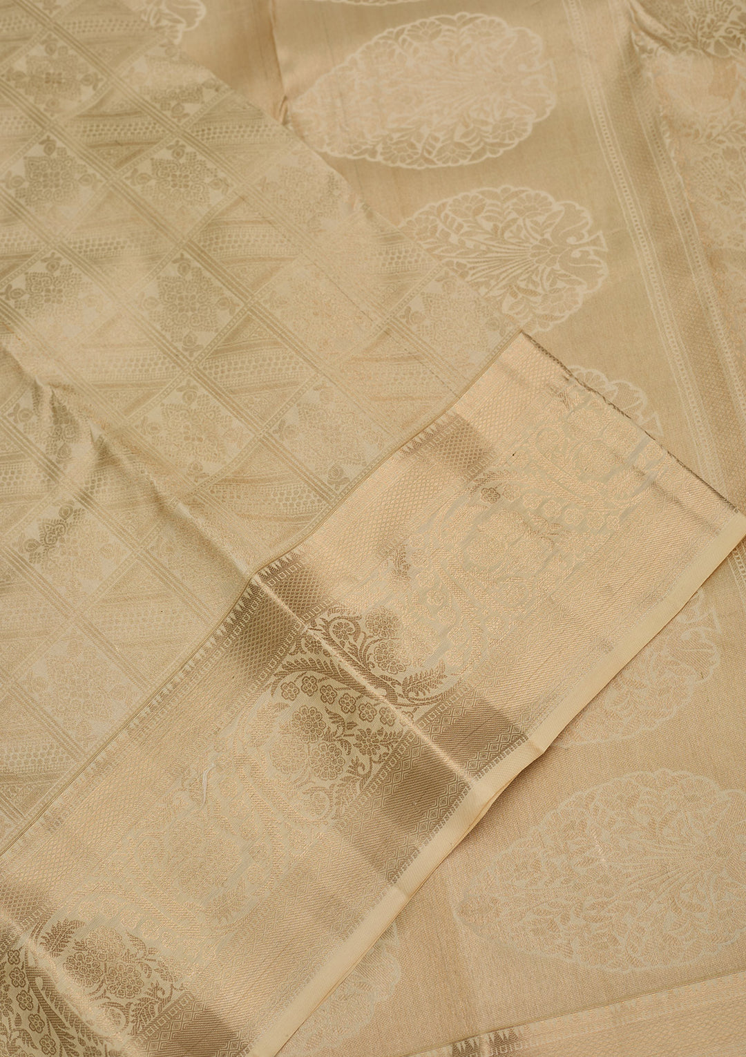 Cream Zariwork Pure Silk Saree