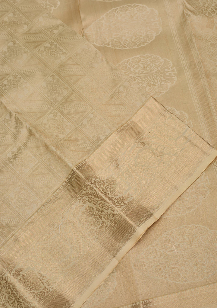 Cream Zariwork Pure Silk Saree