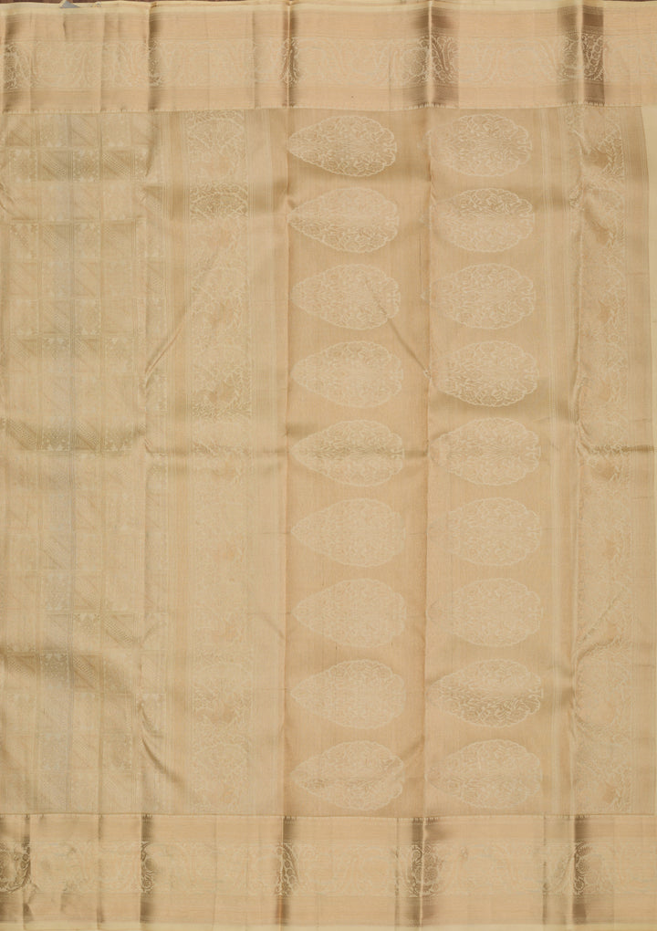 Cream Zariwork Pure Silk Saree