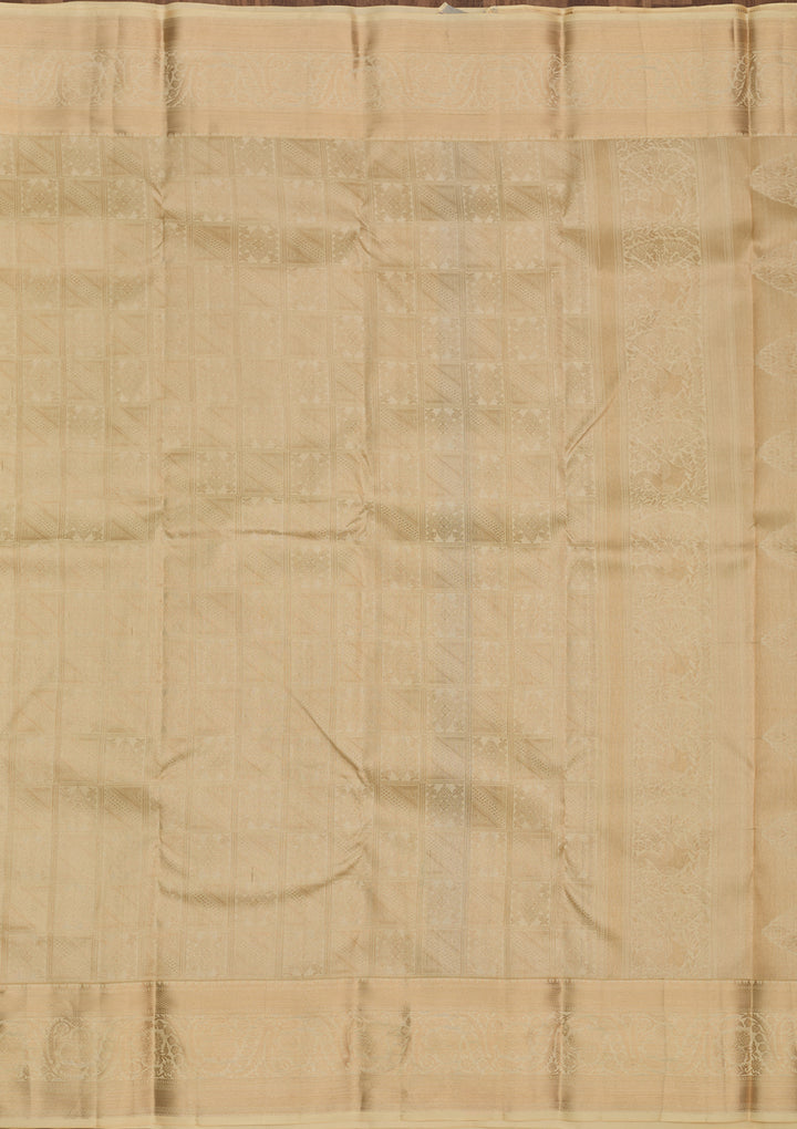Cream Zariwork Pure Silk Saree