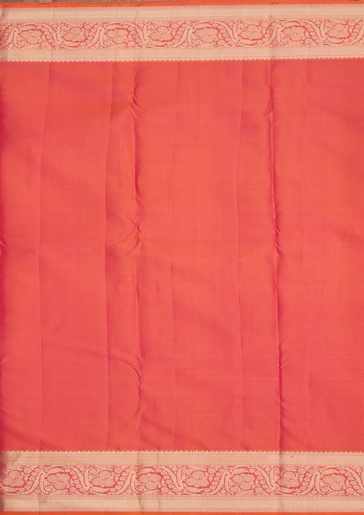Orange Silk Jaal Gold Zariwork Saree With Matching Blouse Piece